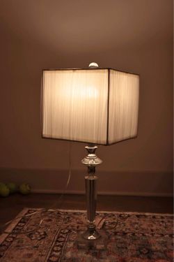 Crystal Base Table Lamp with Square Shade - Like New