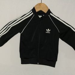 ADIDAS BLACK ZIP UP SWEATER JUMPER TODDLER