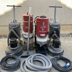 2 HTC 500 Concrete Grinders With Hepa filter Vacuum 