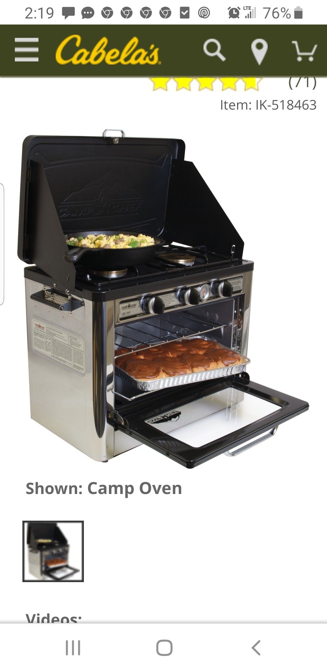 Coleman camp stove/ oven combo