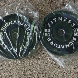 PAIR OF 35LB OLYMPIC BUMPER PLATES FOR WEIGHTLIFTING (New/Unused)