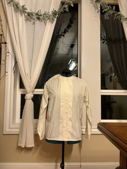 Women’s Size 10 White Button Up Shirt - Cotton Blend - Lands’ End