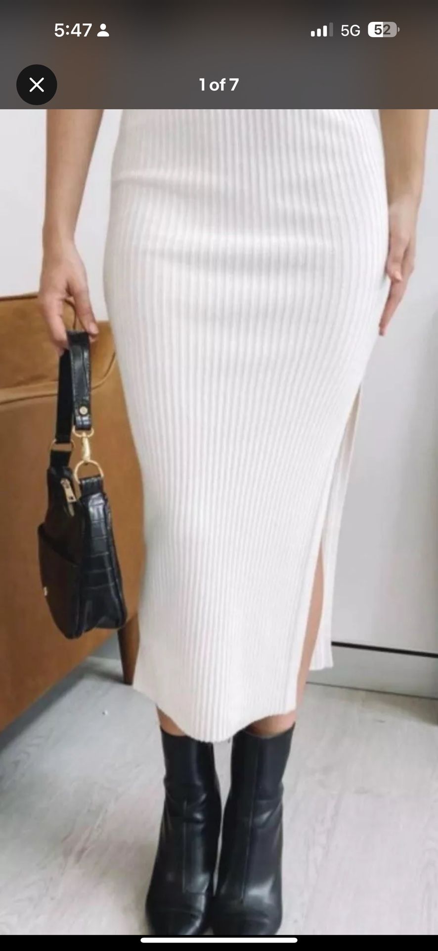White High Waist Fitted Pencil Midi Skirt