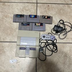 Super Nintendo SNES Authentic Five Games One Controller