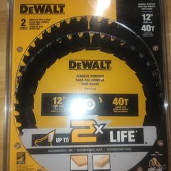 2pc DeWalt 12" 40T Saw Blade 