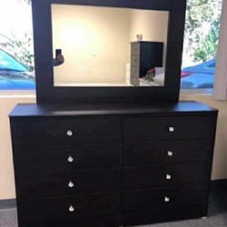 Dresser 8 Drawers With Mirror Compress Wood