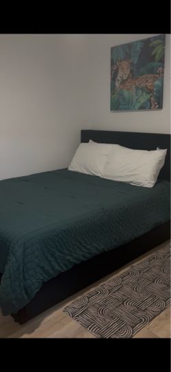 Full/Queen Bed Frame with Dark Headboard