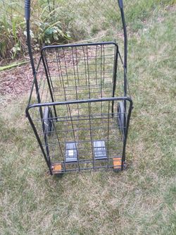 Heavy Duty Folding Metal Shopping Cart / Utility Trolley - Dual Basket