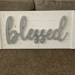 Wooden Frame With Metal Letters BLESSED