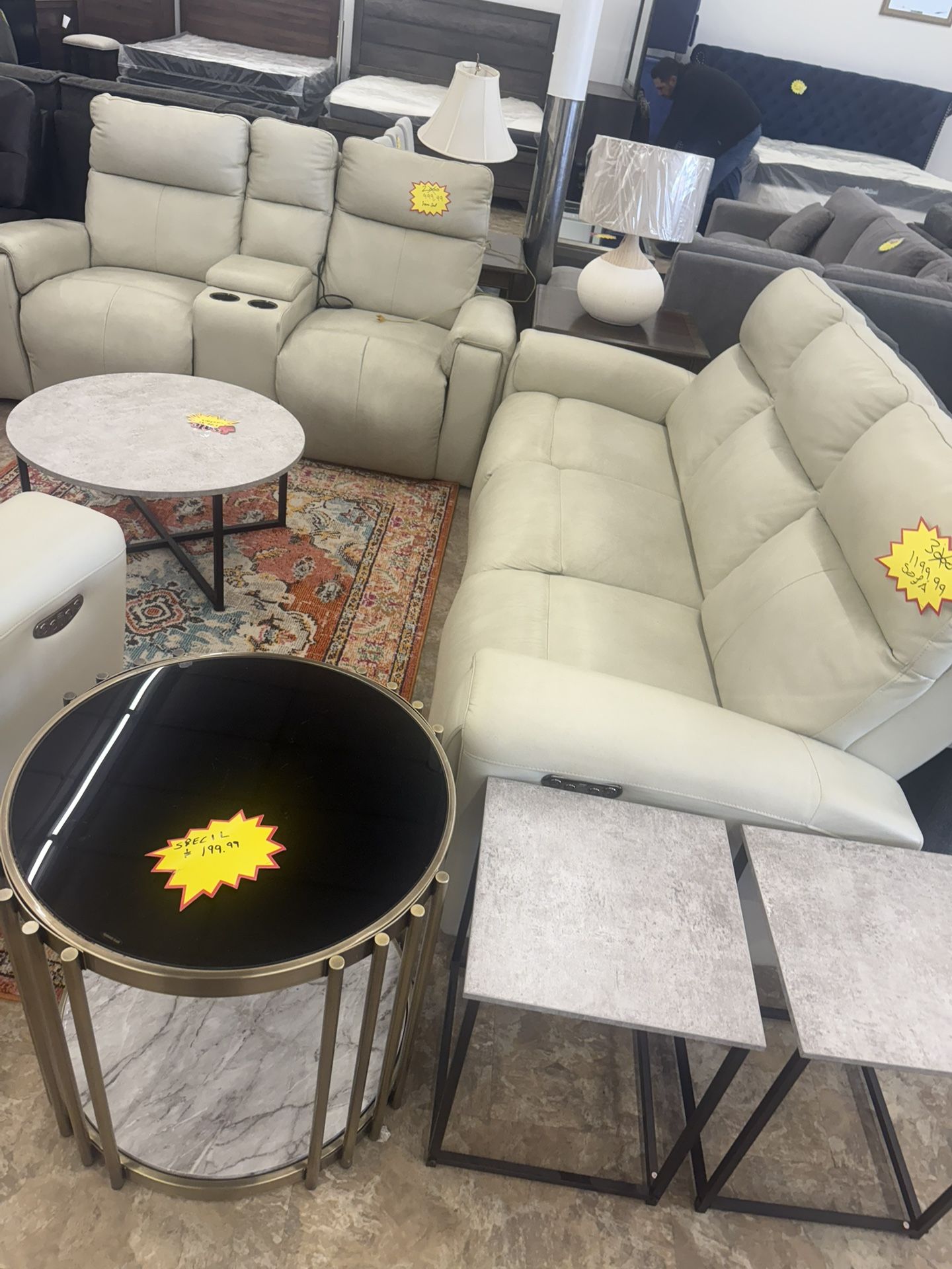 Real Leather Power Sofa And Love Recliners