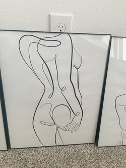 Framed Abstract Line Art Prints Set