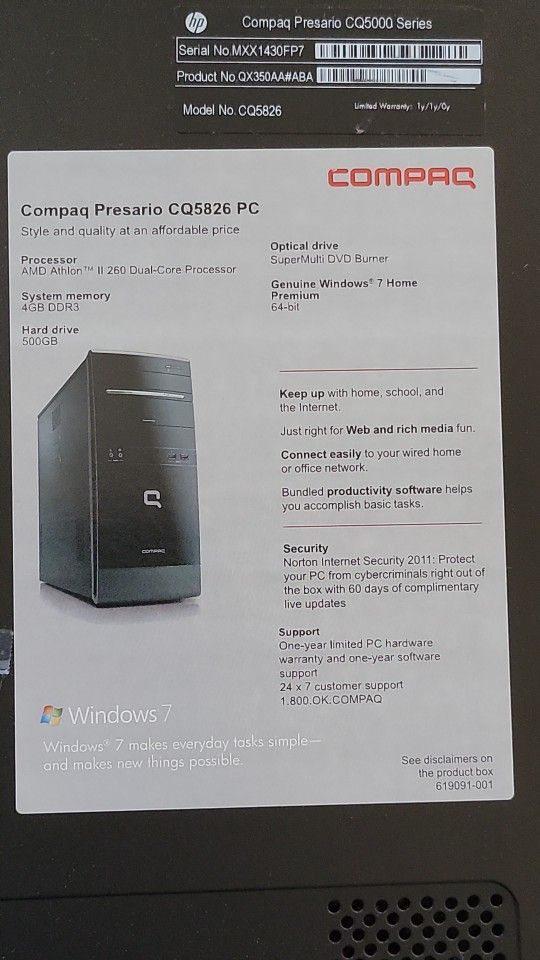 Compaq Presario Desktop without HDD