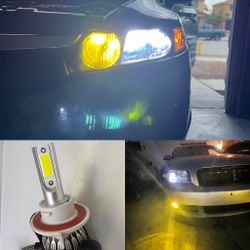 6000k Glacier White LED Headlight And 3000k Jdm Yellow LEDs Fog Lights 