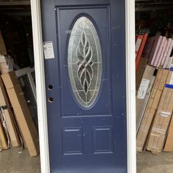 New entry door , fiberglass , right in swing , 36 by 80 by 6 9/16 jamb