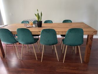 8 Green Velvet Dining Chairs