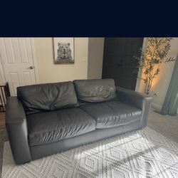  Leather Couch - Like New - Fits 3-4 People 