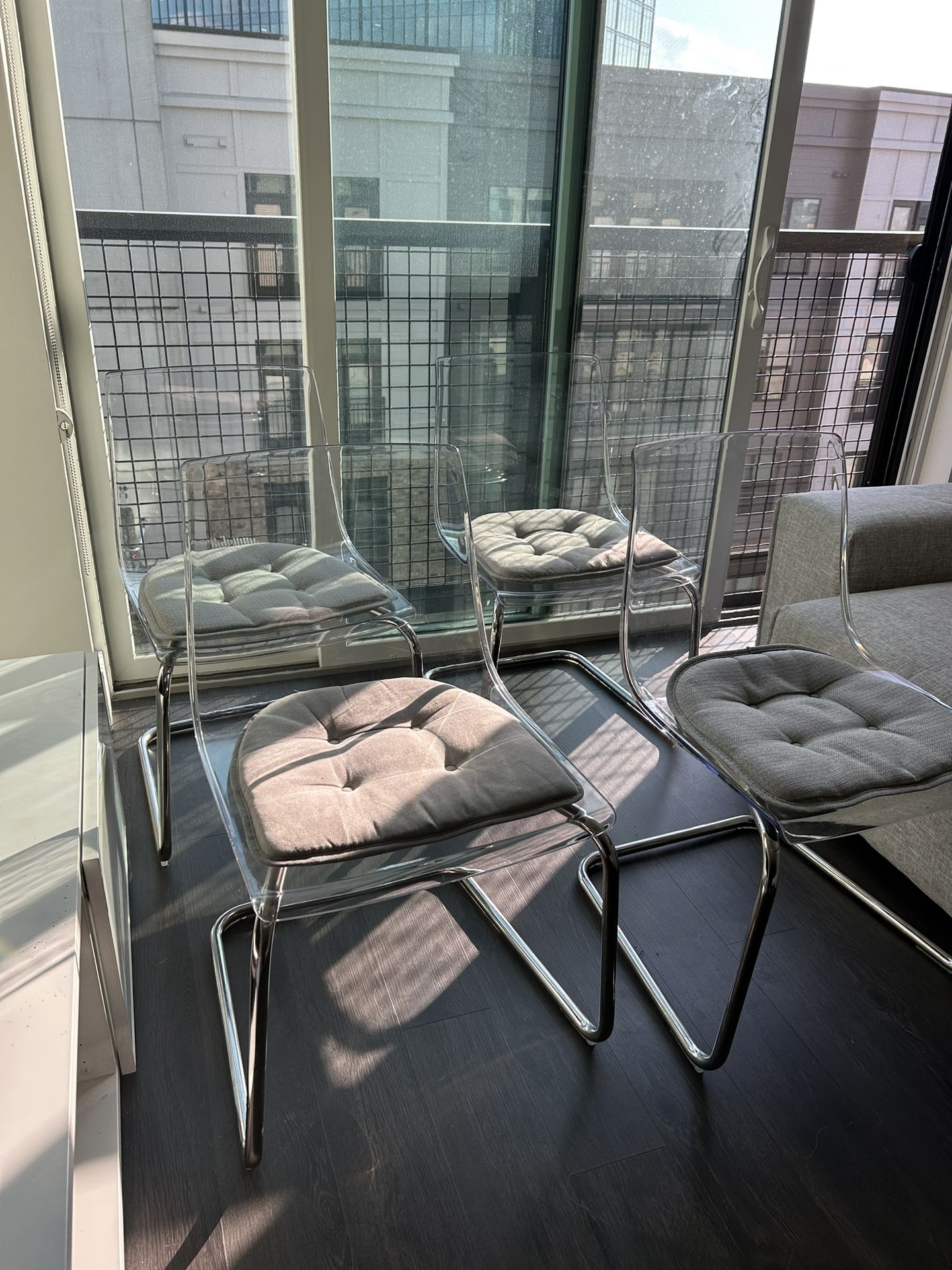 4 CLEAR IKEA TOBIAS CHAIRS