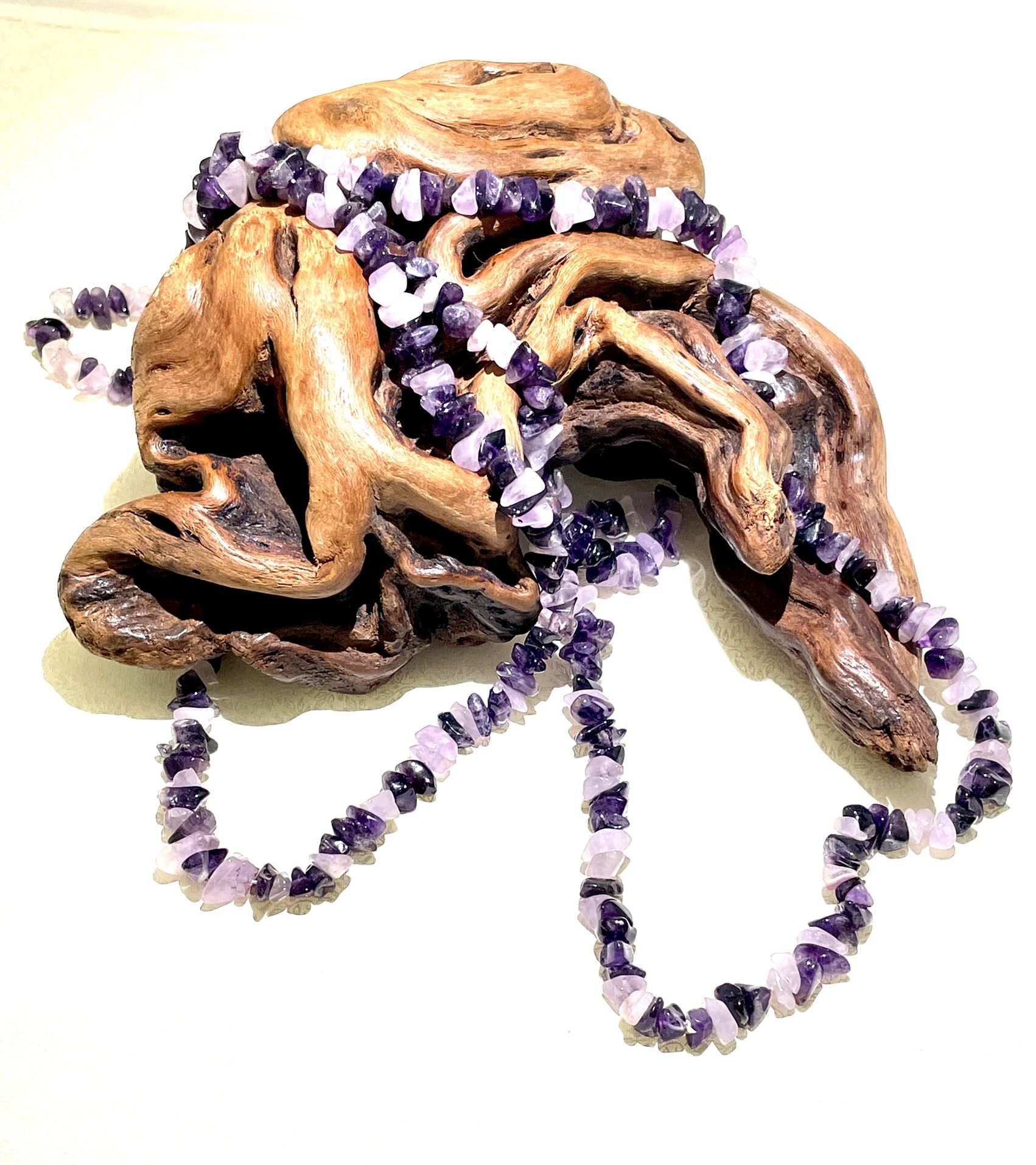 Long 58-inch Strand Of Amethyst Nuggets