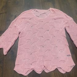 Womens Pink Oversized Sweater Size Large By SHEIN #1