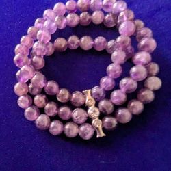 8mm Amethyst Triple Bracelet
