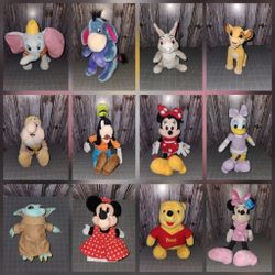 Disney Stuffed Animals (12 Of Them)