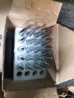 SPIKE LUGNUTS BLACK AND CHROME SET OF 16 $50 SET OF 20 $60 SET OF 24 $70
