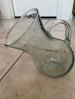 Large Glass Pitcher with Handle