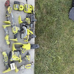 Ryobi tools, batteries, and chargers