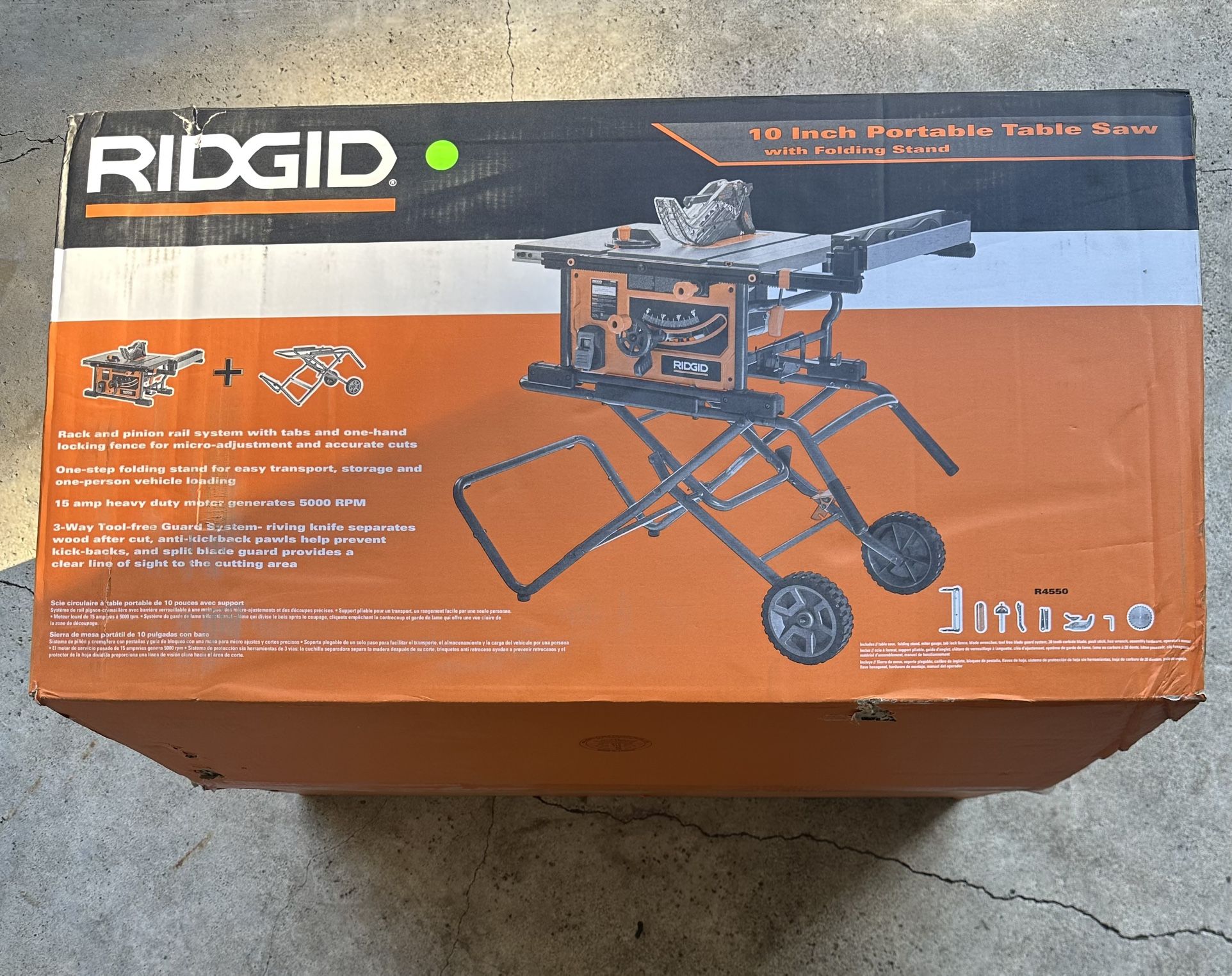 Ridgid 10 inch Pro Jobsite Table Saw with Folding Stand