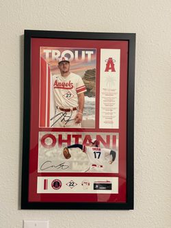 Ohtani Trout Angels signed framed photo PSA LOA