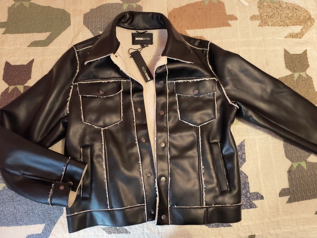 NOVAMEN Men's Size Large Black Leather Jacket