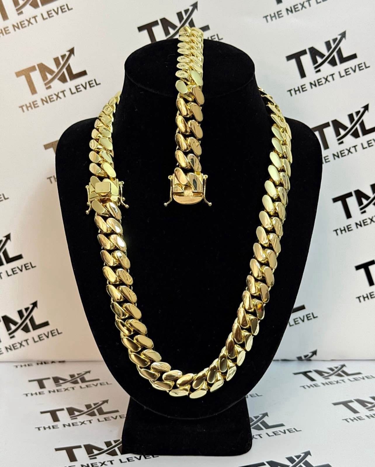 Miami Cuban Link 20mm - 24 & 20inch High Quality Gold Plated Chain Lock Heavy