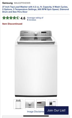 Samsung Top Load Washer WA422PRHDWR Not Working Correctly