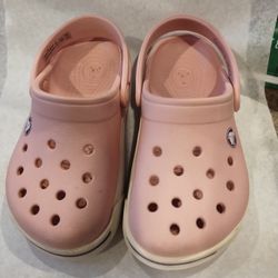 Kids Size 7 Crocband Crocs Clogs Pink

