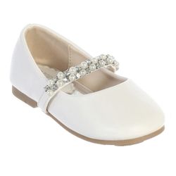 Brand New Toddler Shoes Size 6  Color White Shoes With Rhinestone And Pearl Detail On The Strap 