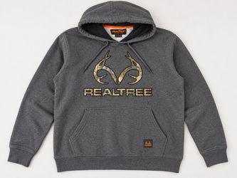 Realtree Men’s Gray Camo Logo Pullover Hoodie Size XL