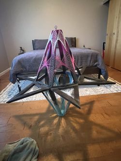 Large Hanging Geometric Star Wood String Art