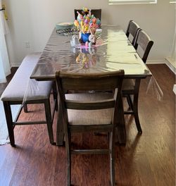 Dining table . Living room and tv stand