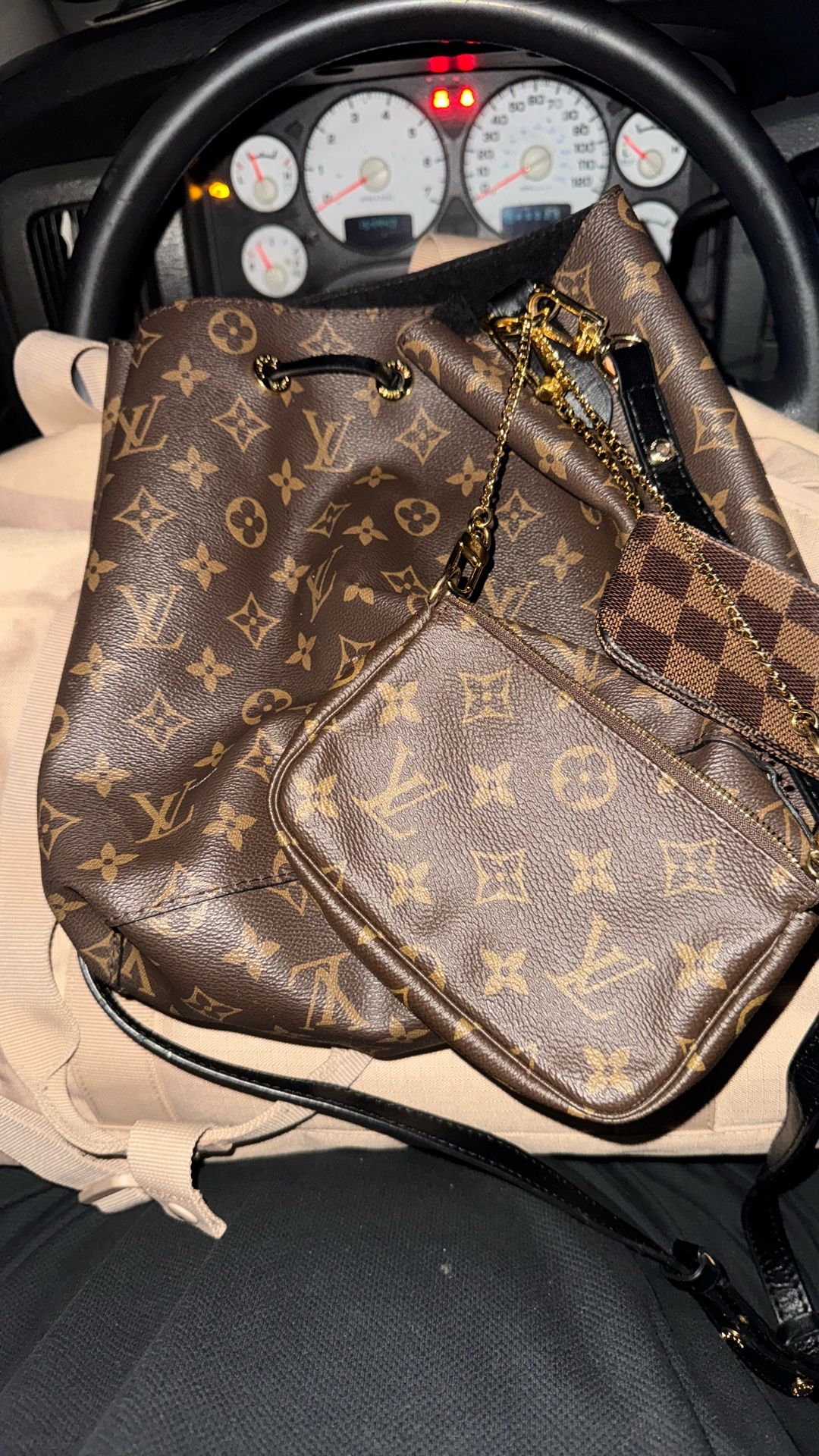 Louis Vuitton Bag Set With Bag And Wallet Pouches