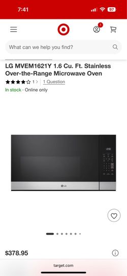 Brand New LG Over-the-Range Stainless Steel Microwave (MVEM1621Y) – Sealed Box