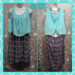 WOMENS PLUS SIZE 1X SHEER HIGH LOW DRESS 
