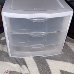 Sterilite Small 3 Drawer Unit Clear Plastic Countertop or Desktop Drawers White