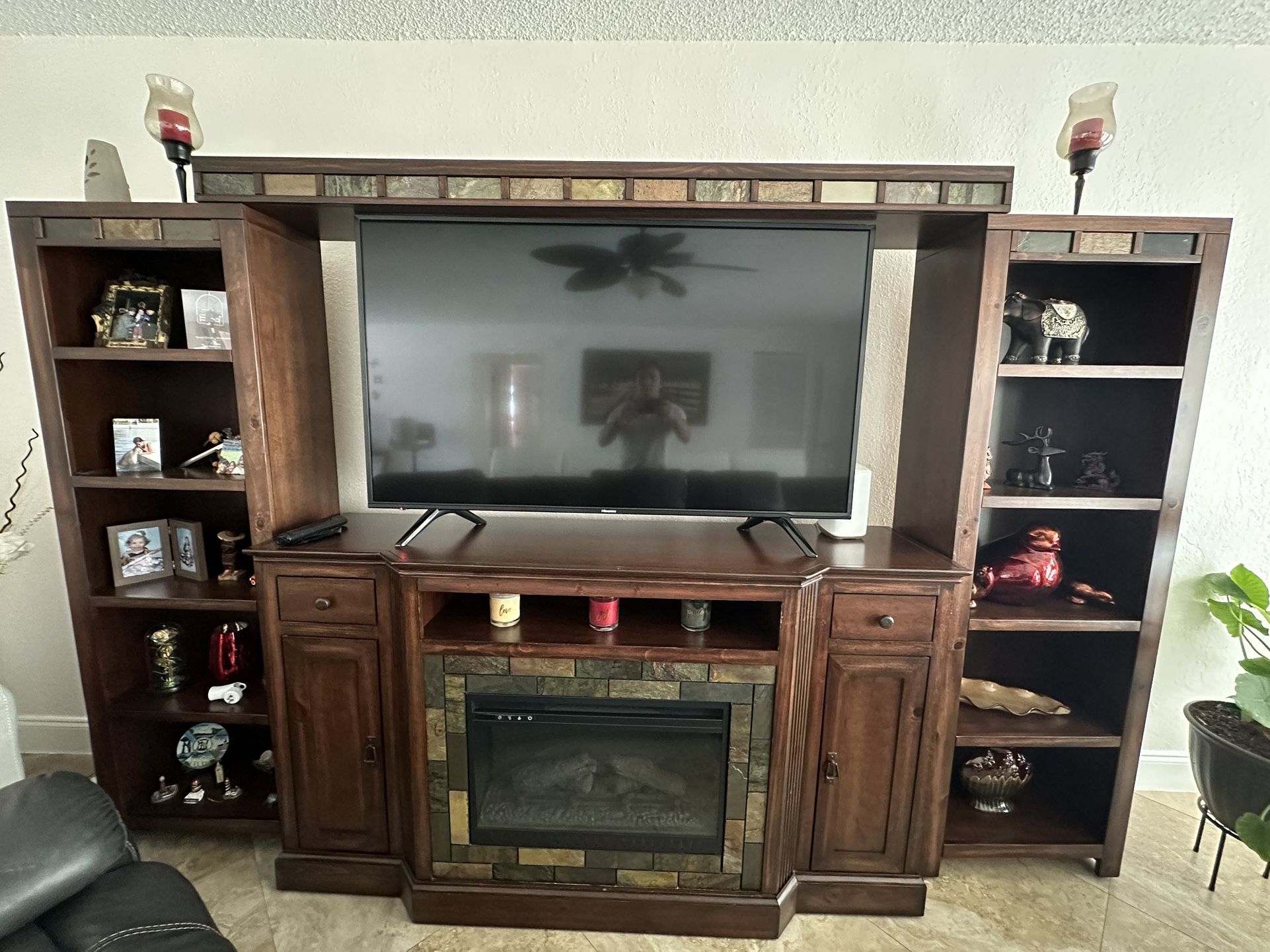 TV Stand Set With Fireplace 