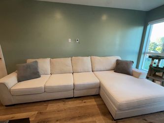 Large White Sectional Sofa with Oversized Chaise