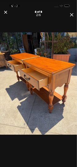 Well, made beautiful solid wood nightstands 38 wide 16 deep 28 tall