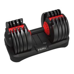 FitRx Adjustable Dumbbells, 52.5lb SmartBell Dumbbell with Quick-Select Weights for Home Gym