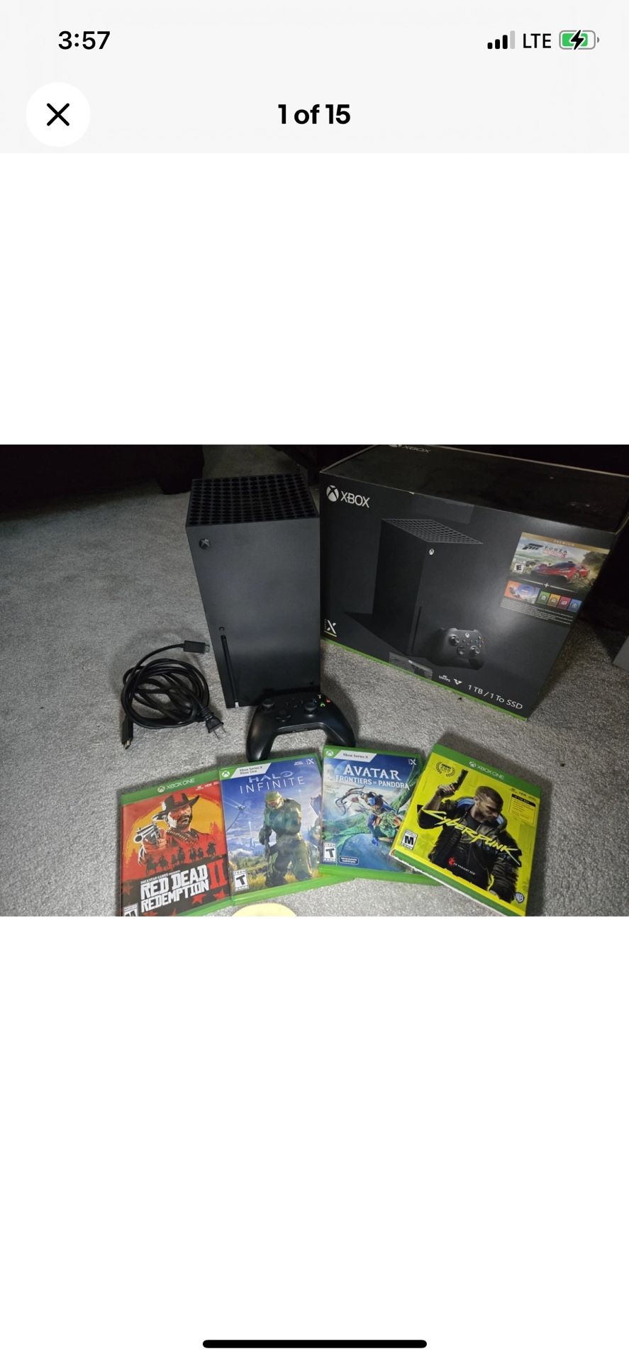 Used Microsoft XBOX SERIES X 4K 1TB SSD Black Gaming Console, Controller 4 Games