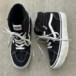 Vans SK8 Hi  Black Kids Shoes High top Shoe youth white original Missy size 6