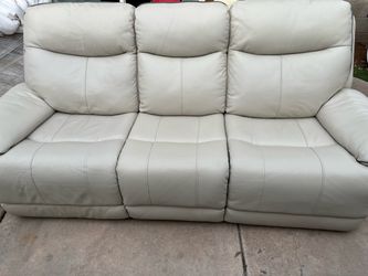 Light Gray Leather Reclining Sofa