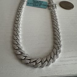 24” Monaco Cuban Chain – 15.14ctw Moissanite, 925 Sterling Silver Iced Out